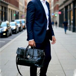 M. London Luxury Italian Leather Weekender